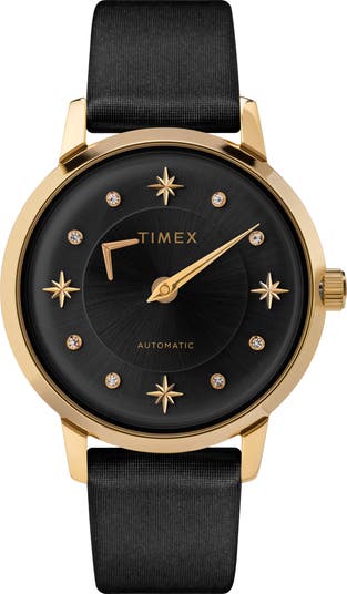 Timex® Celestial Opulence Automatic Leather Strap Watch  display picture 3