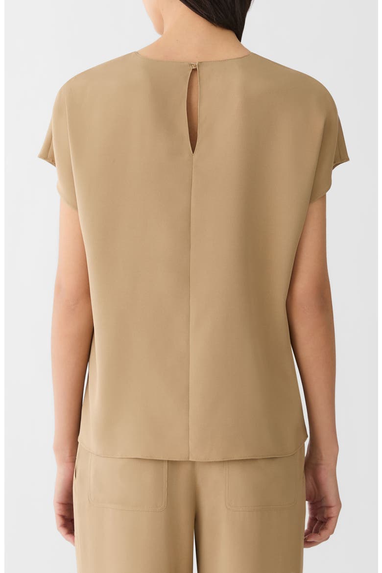 Short Sleeve Stretch Silk Top, Alternate, color, CADET KHAKI