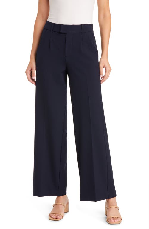 Wit & Wisdom 'Ab'Solution Skyrise Pleated Wide Leg Pants in Ultra Navy 