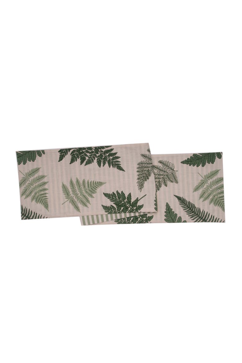 Botanical Forest Reversible Graphic Print Machine Washable Table Runner 14" x 72", Main, color, Green