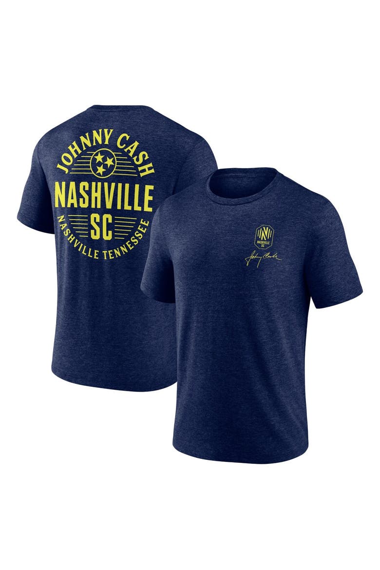Men's Fanatics Branded  Heather Navy Nashville SC x Johnny Cash Oval T-Shirt, Main, color, Heather Navy