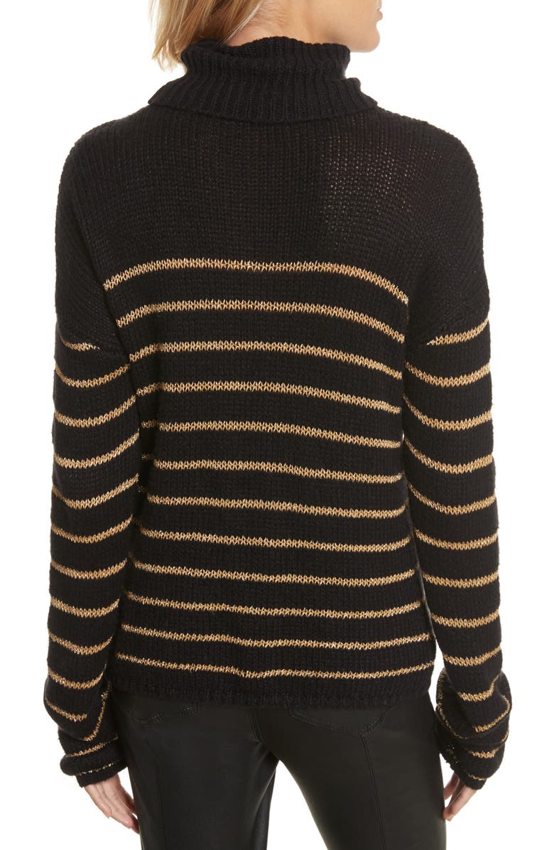A.L.C. Elisa Metallic Stripe Turtleneck Sweater, Alternate, color, 