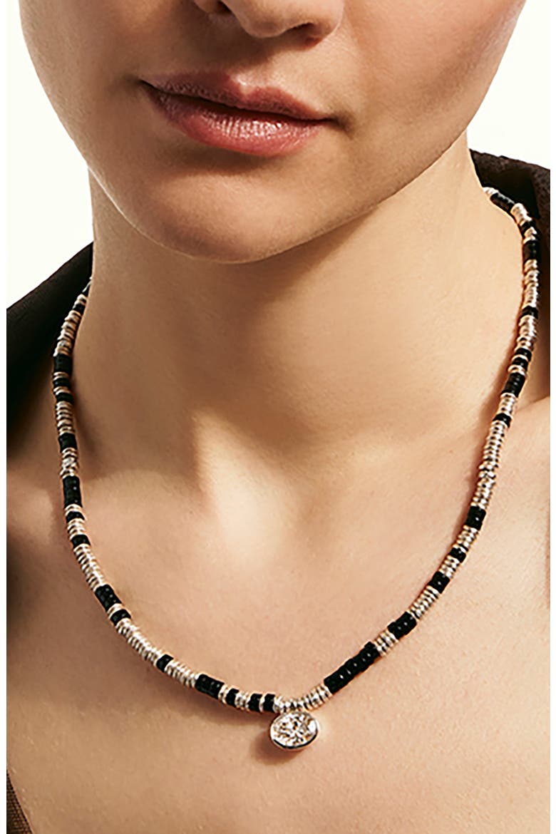 JH Lovestruck™ Heishi Pendant Necklace, Sterling Silver, Hardstones, Lab-Grown Diamond, 3.0TCW, Alternate, color, SILVER
