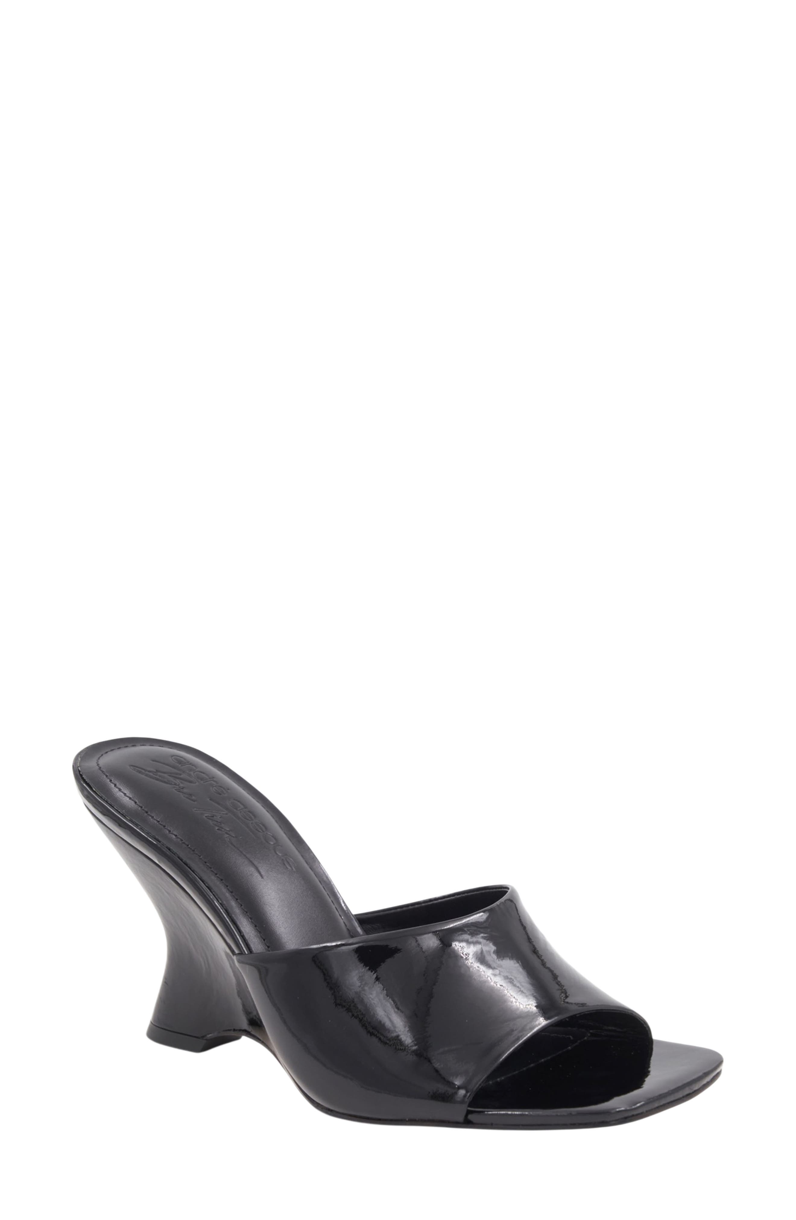 x Bre Tiesi Breana Patent Leather Wedge Mule, Main, color, BLACK PATENT