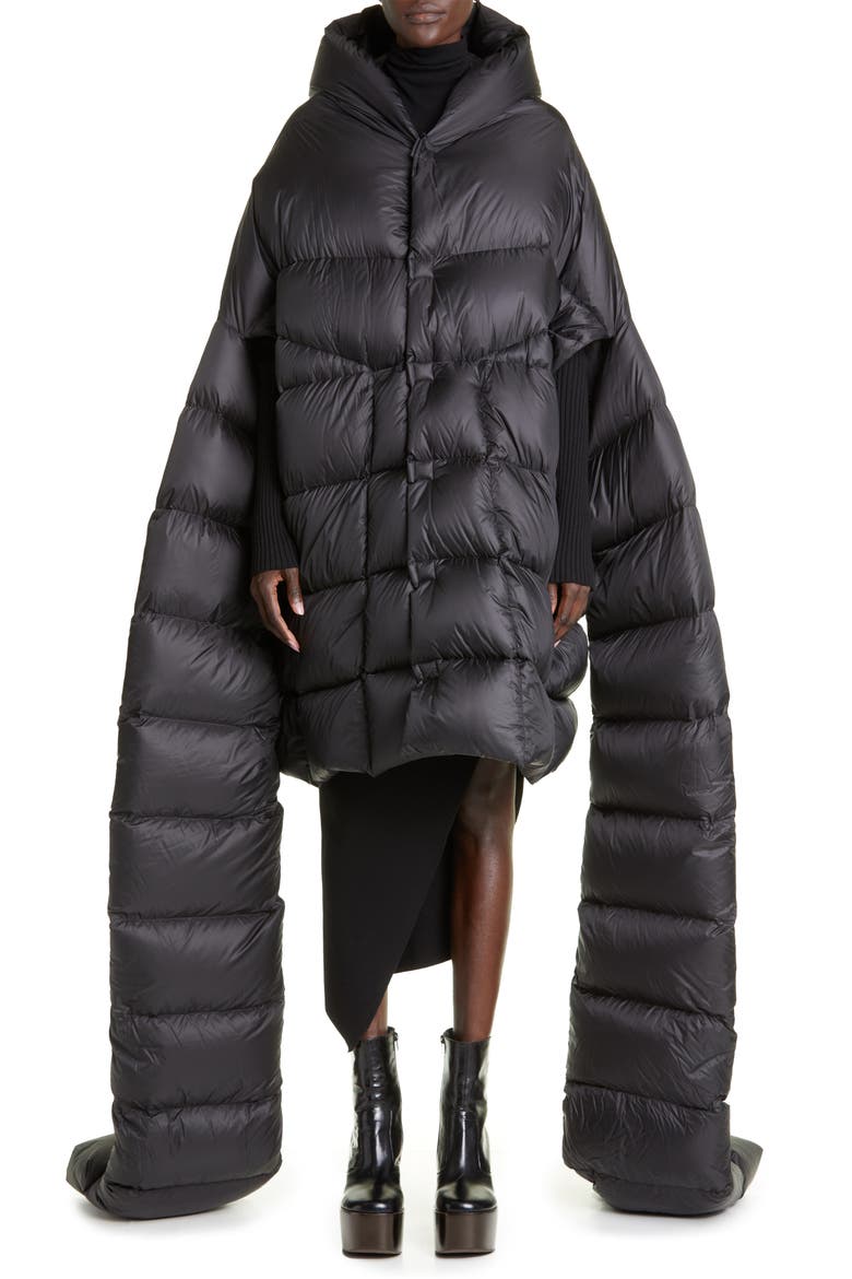 Oversize Down Cape Coat, Main, color, BLACK