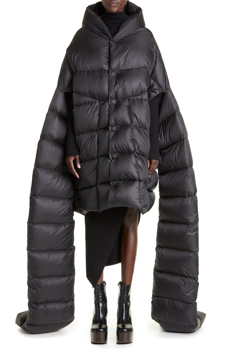 Rick Owens Oversize Down Cape Coat, Main, color,