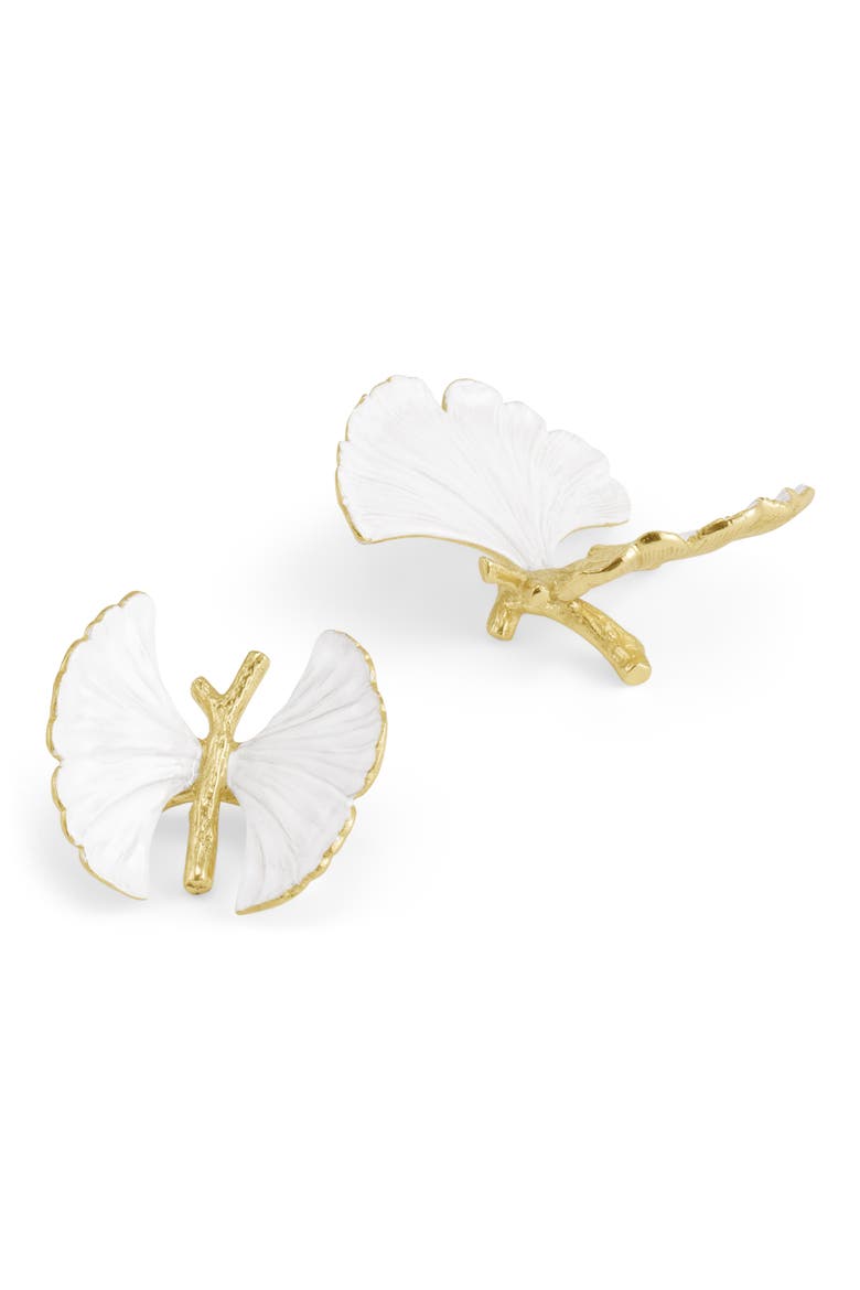 Set of 2 Butterfly Ginkgo Decor Sculptures, Alternate, color, WHITE/ GOLD