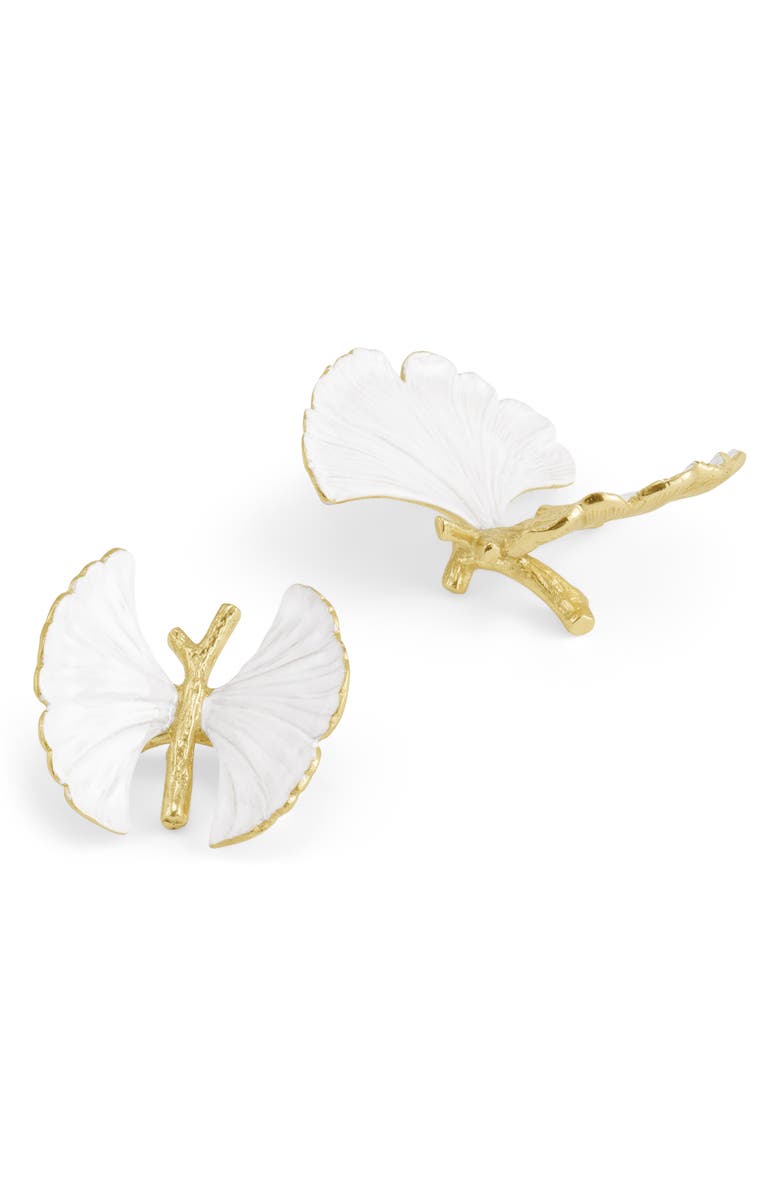 Michael Aram Set of 2 Butterfly Ginkgo Decor Sculptures, Alternate, color, White/ Gold
