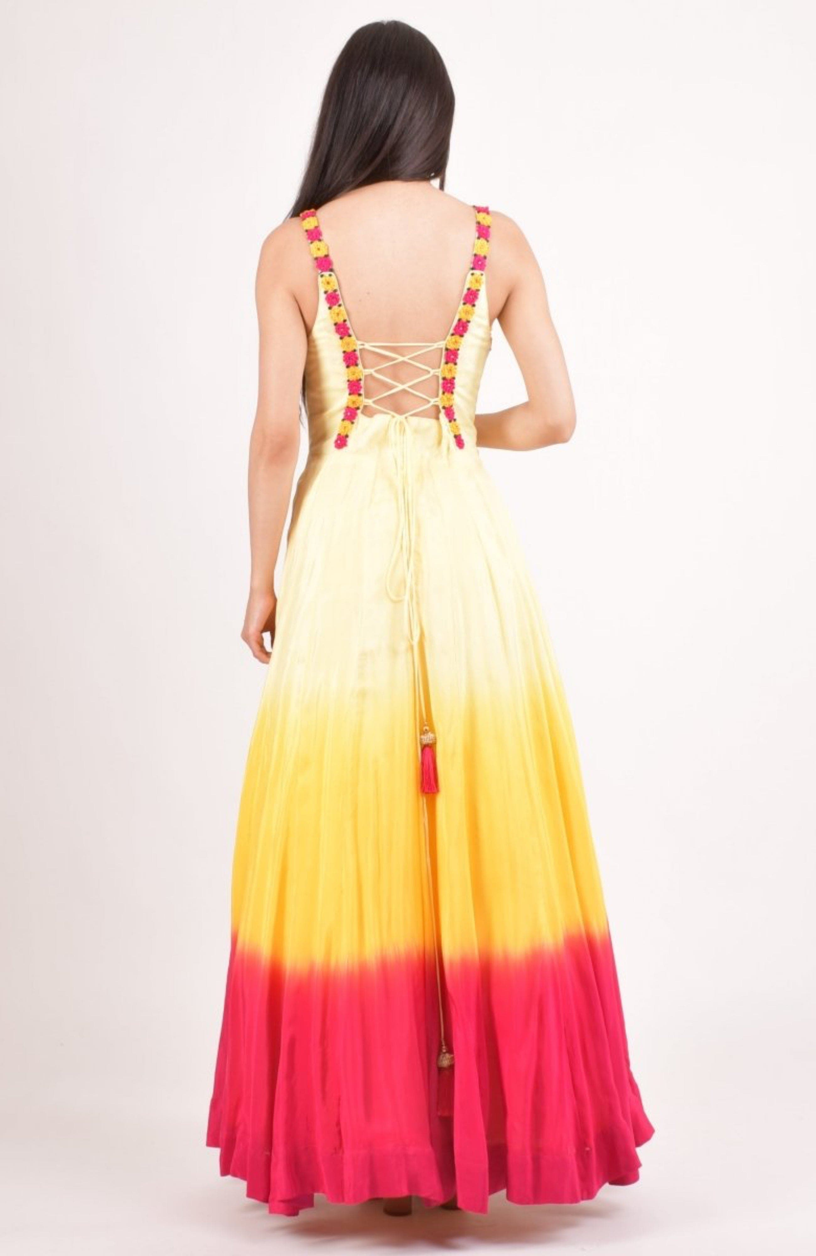 Hand Tie-Dye Ombre Silk Maxi Sundress - image 2