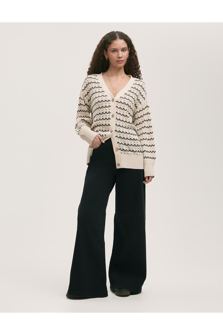 Alena V-Neck Crochet Cardigan, Alternate, color, Ivory