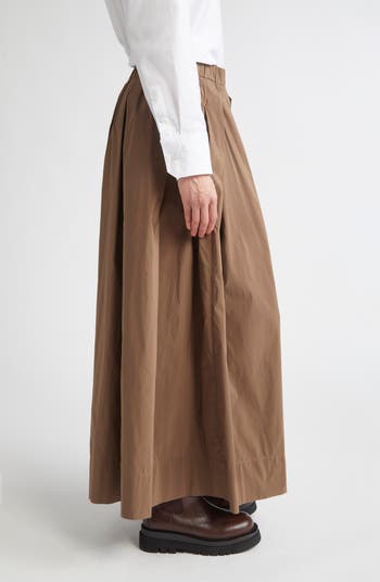 Aloe Pleated Micro Faille Maxi Skirt