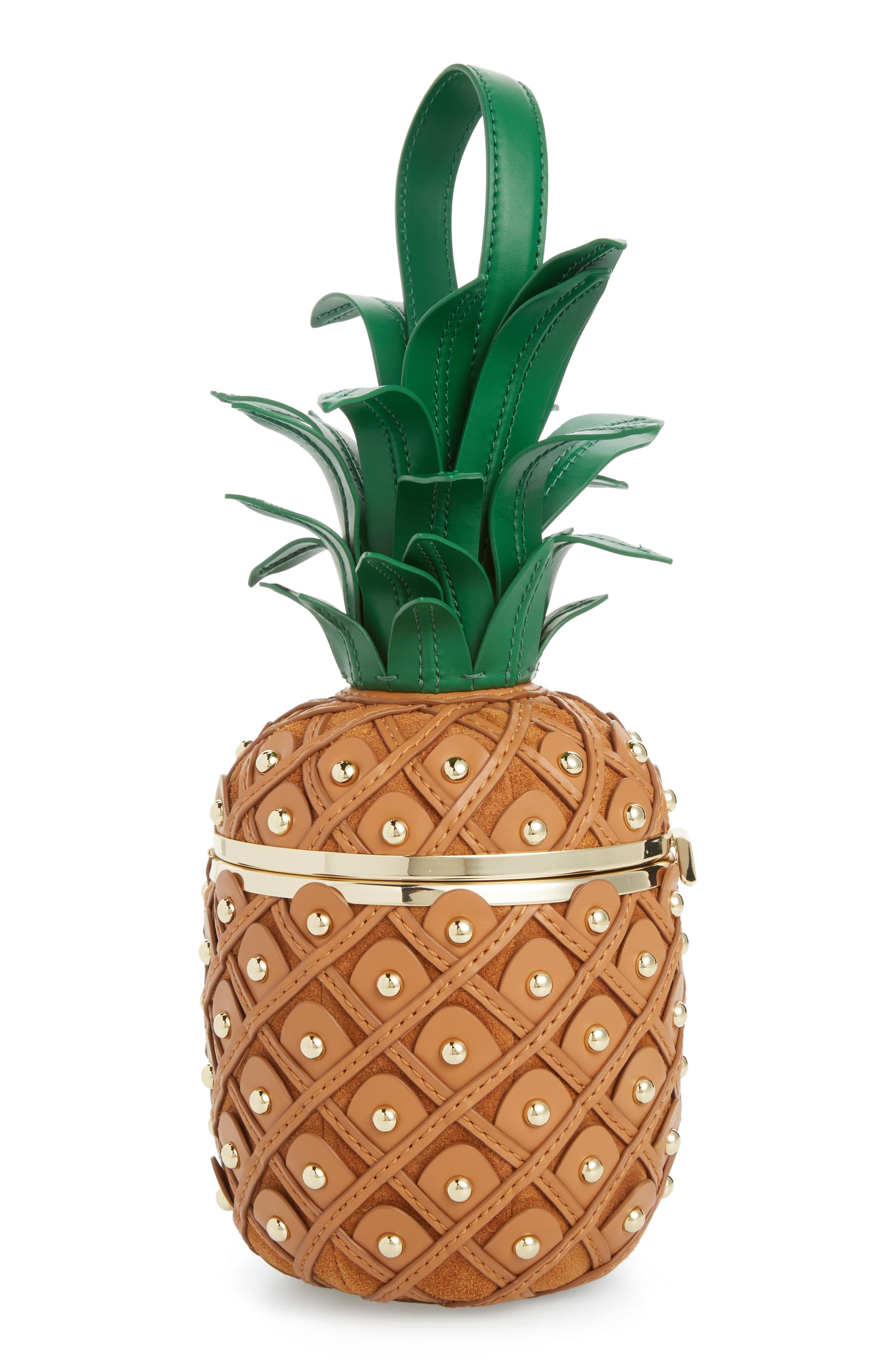 Kate Spade New York by the pool 3D pineapple leather clutch, Alternate, color, 