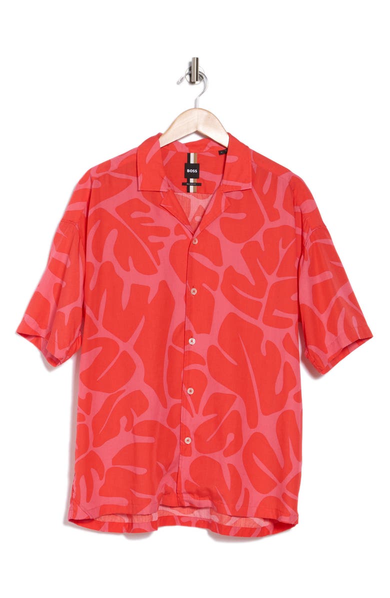 BOSS Drew Collar Camp Shirt, Alternate, color, 