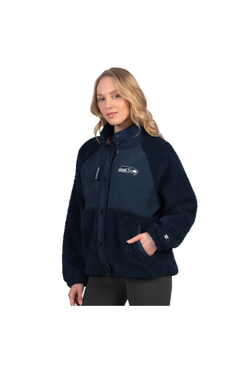 Women's Starter College Navy Seattle Seahawks On the Ball Sherpa Jacket, Main, color, College Navy