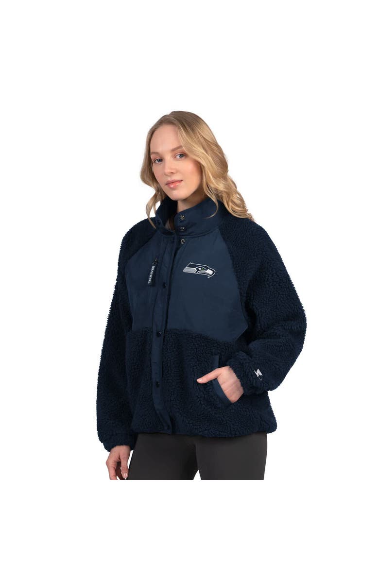 STARTER Women's Starter College Navy Seattle Seahawks On the Ball Sherpa Jacket, Main, color, College Navy