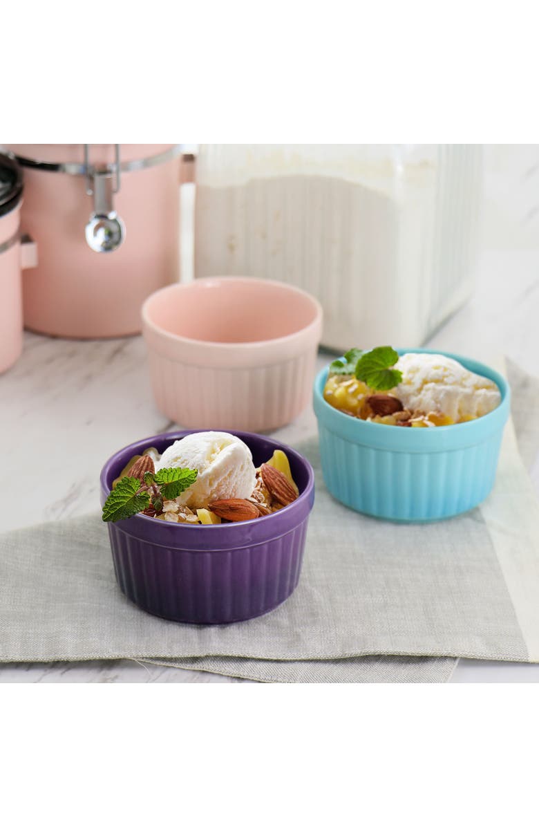 Crockpot Thornburg 6 Piece 12 Ounce Round Stoneware Ramekin Set in Pastel, Alternate, color, Blue