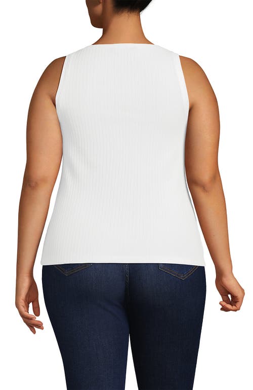 Lands' End Plus Size Pointelle Rib Uneck Tank In White