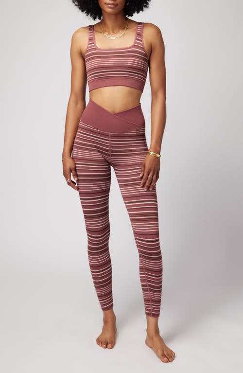 SPIRITUAL GANGSTER SPIRITUAL GANGSTER LOVE SCULPT STRIPE CROSSOVER WAIST RIB 7/8 LEGGINGS