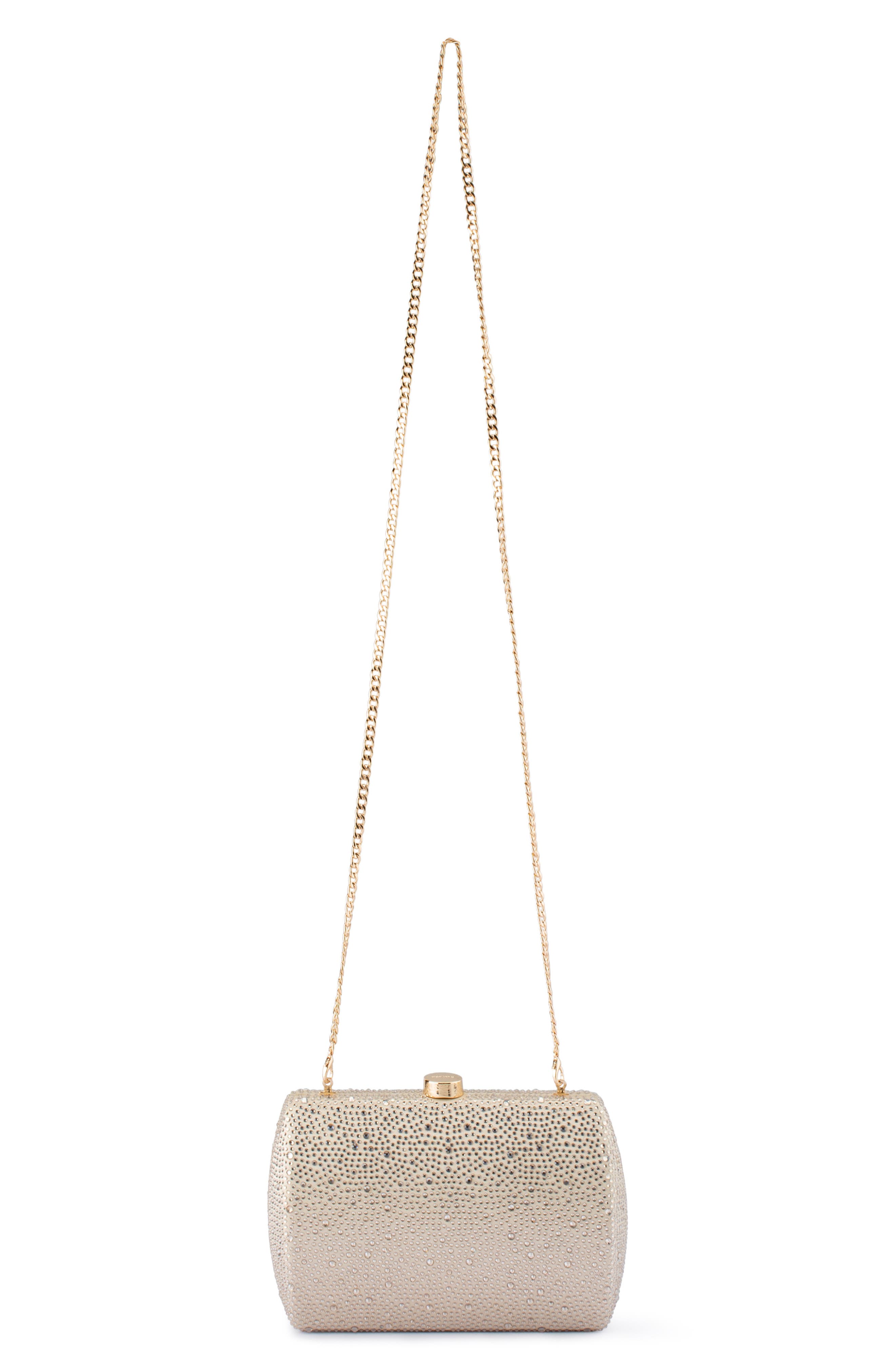 Olga Berg Carolina Crystal Frame Clutch, Alternate, color, Champagne