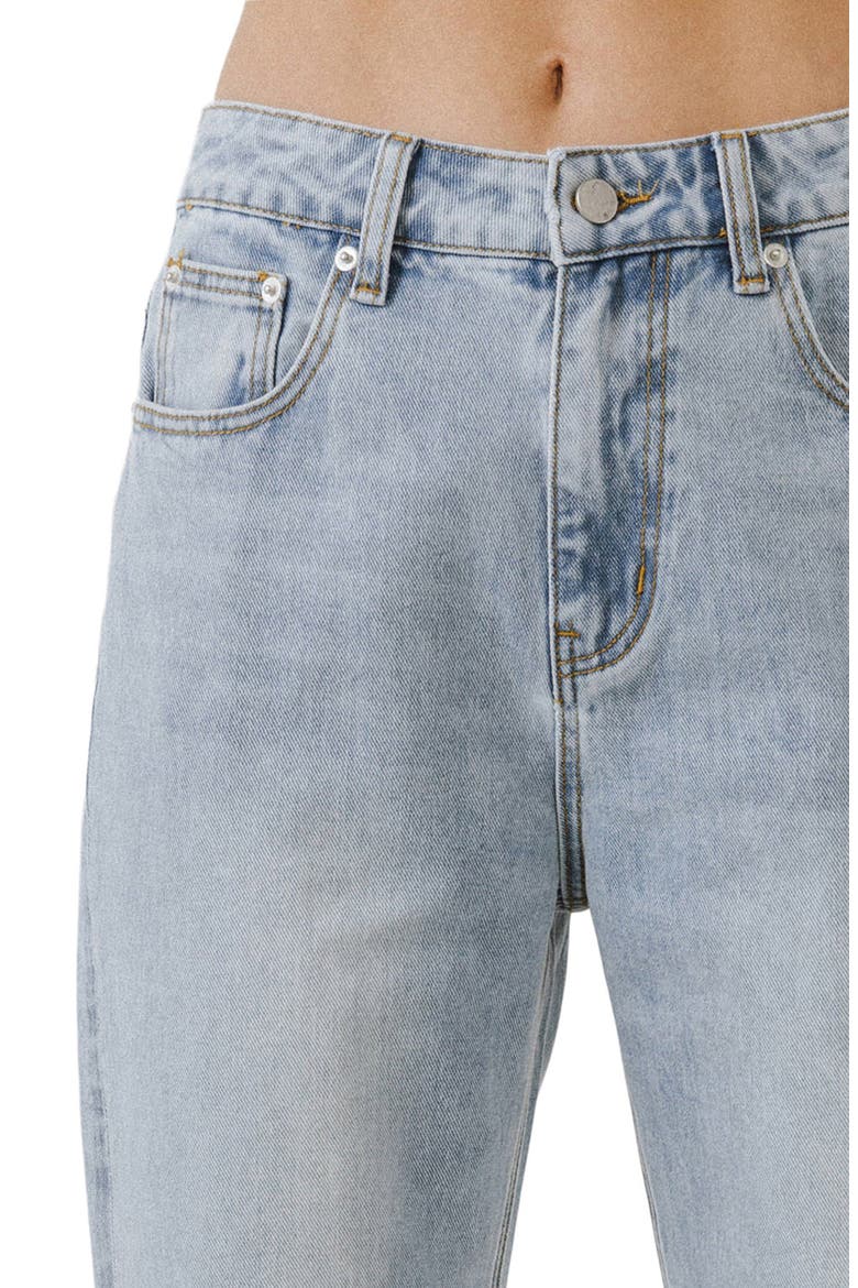 Frayed Cuff Straight Leg Ankle Jeans, Alternate, color, DENIM