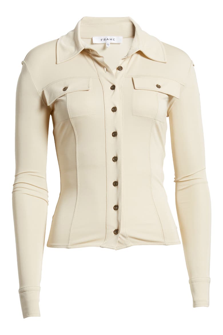 Jersey Button-Up Shirt, Alternate, color, PARCHMENT