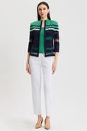 Ming Wang Heritage Zip-Front Sheer Knit Jacket