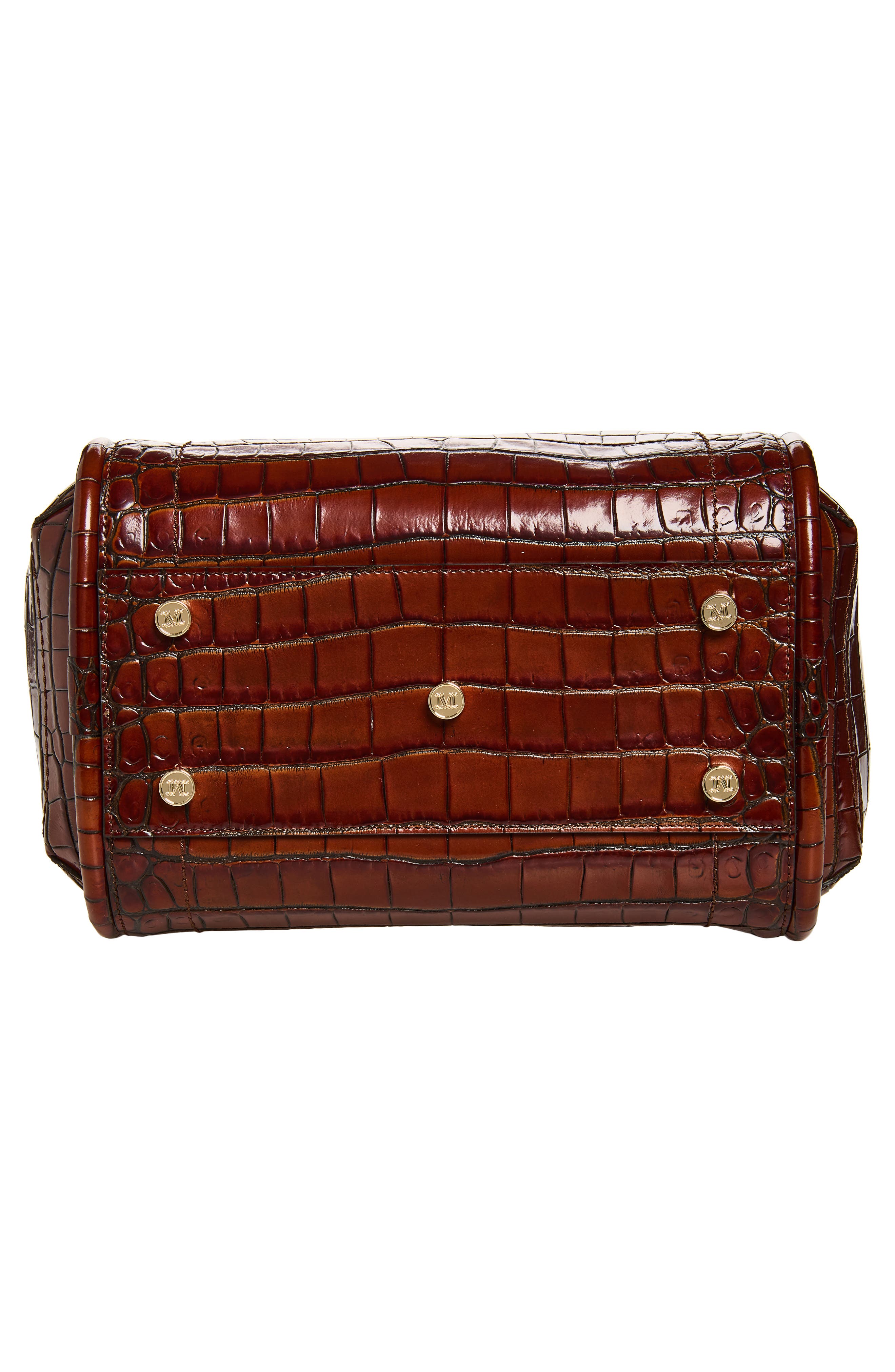Max Mara Small Marine Croc Embossed Leather Tote, Alternate, color, Brown