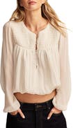 Lucky Brand Smocked Yoke Bubble Crop Top
