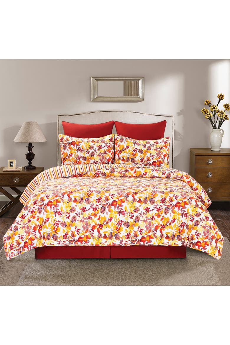 Cordelia Cotton Quilt Set  - Reversible and Machine Washable, Alternate, color, Orange
