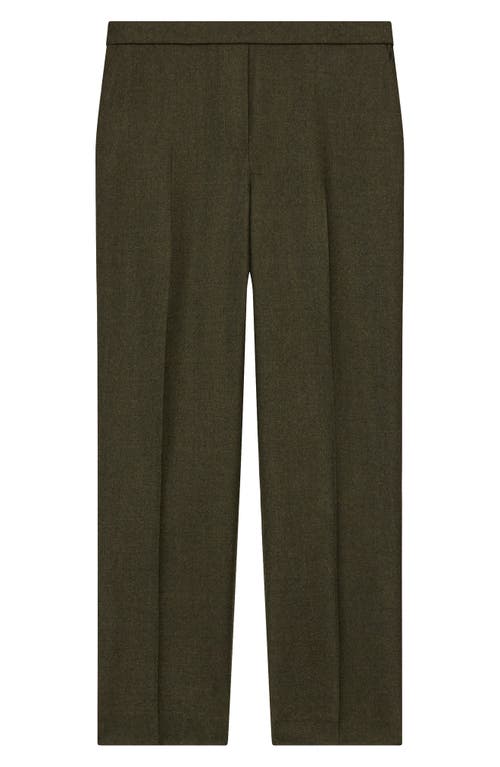 Theory Trecca Virgin Wool Pull-on Pants In Hunter Green Melange