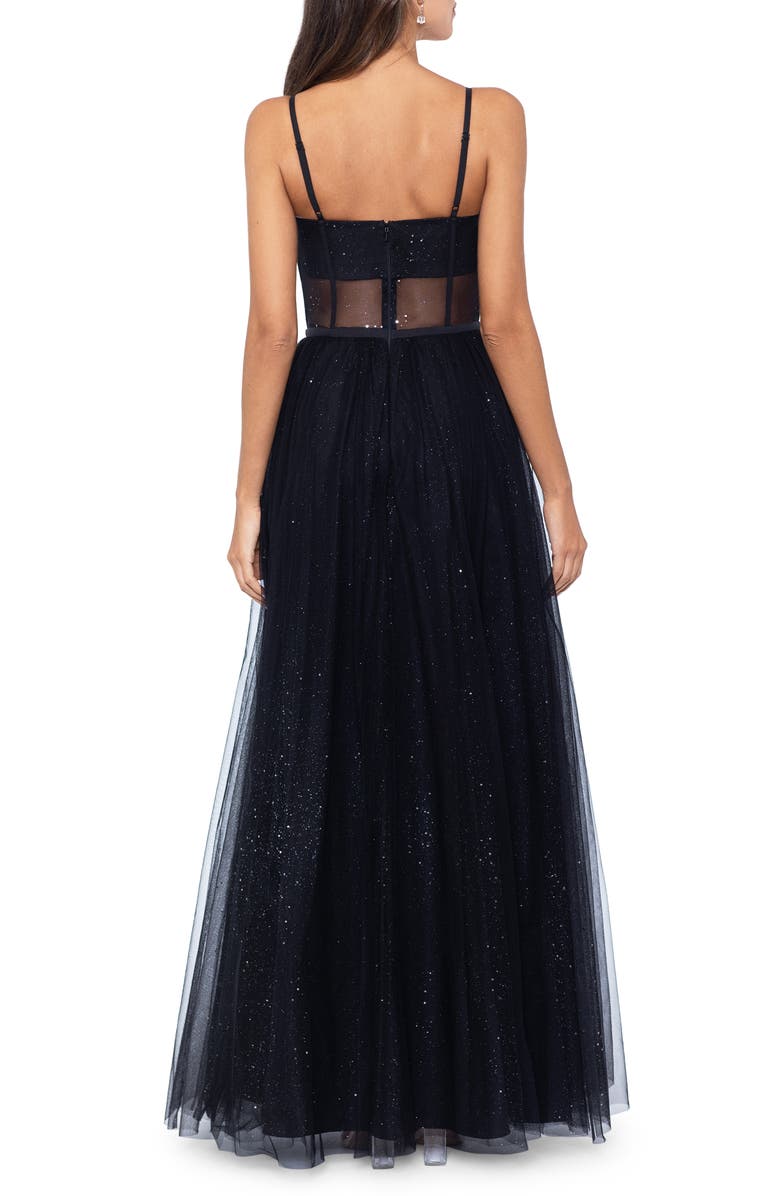 Betsy & Adam Glitter Mesh Gown, Alternate, color, 