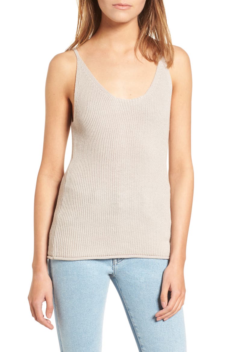 Double Scoop Sweater Tank Top, Main, color, OATMEAL