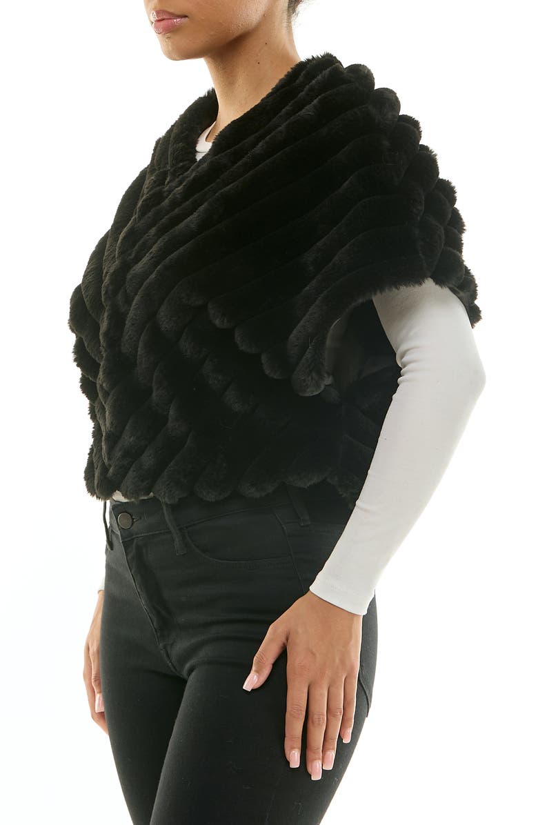 Nina Leonard Faux Fur Capelet, Alternate, color, Black