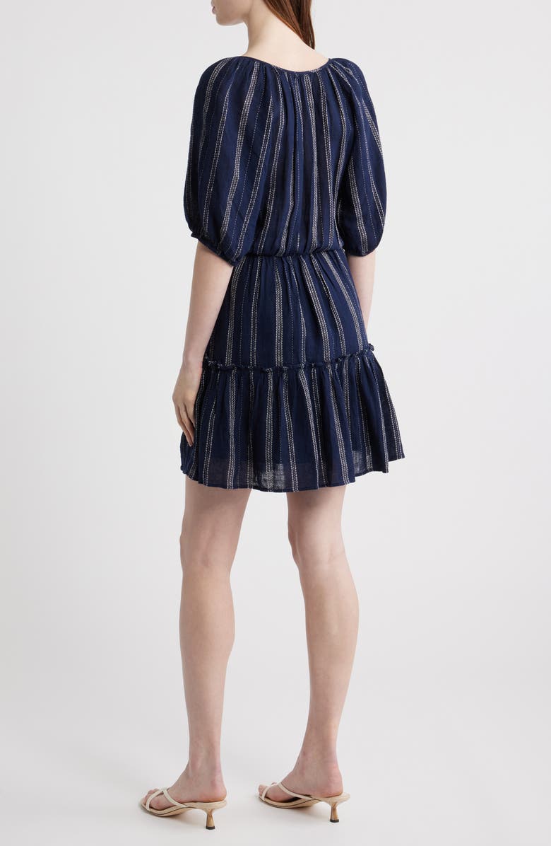 Rails Saba Embroidered Tie Neck Dress, Alternate, color, Marina Stripe