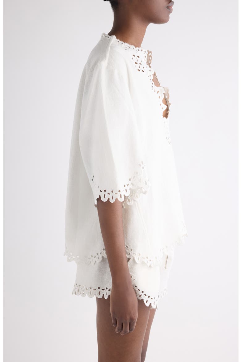 Shana Eyelet Embroidered Cotton Tunic, Alternate, color, WHITE