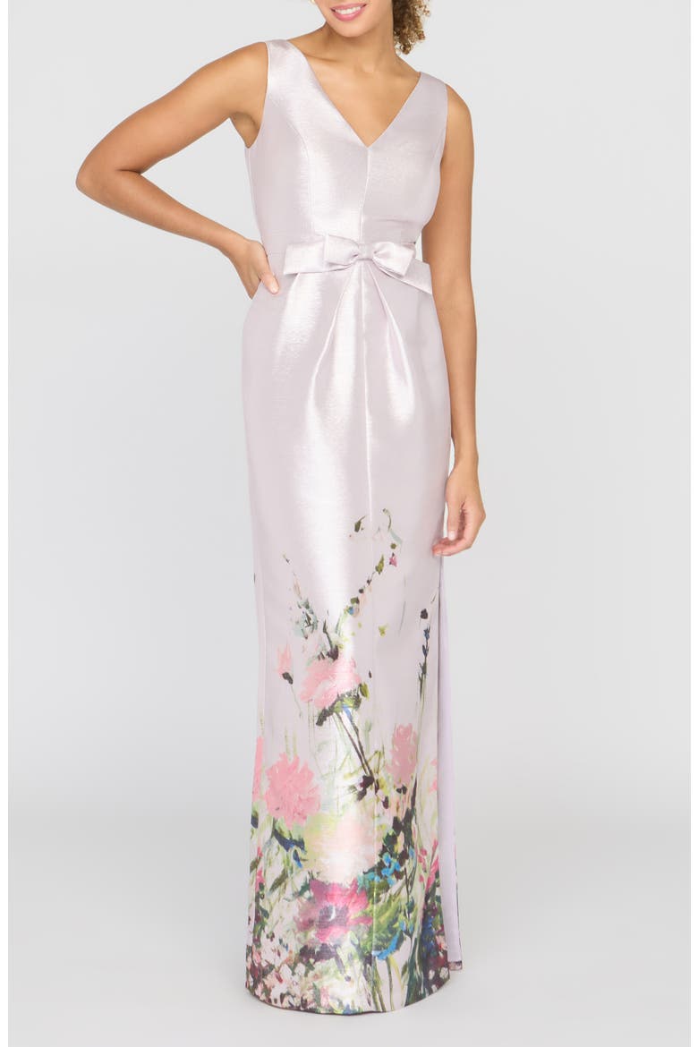 Wendy Metallic Floral Gown, Main, color, LILAC MIST MULTI