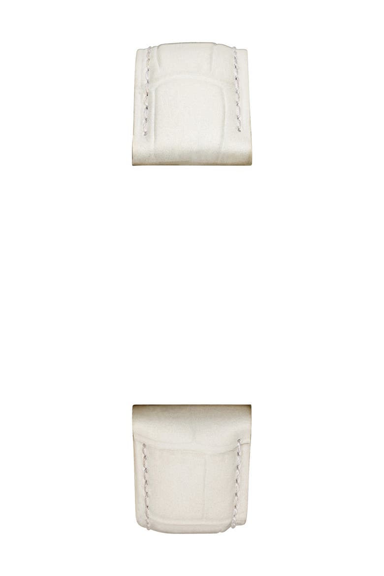 Croc Embossed Leather Watchband, 16mm, Alternate, color, WHITE