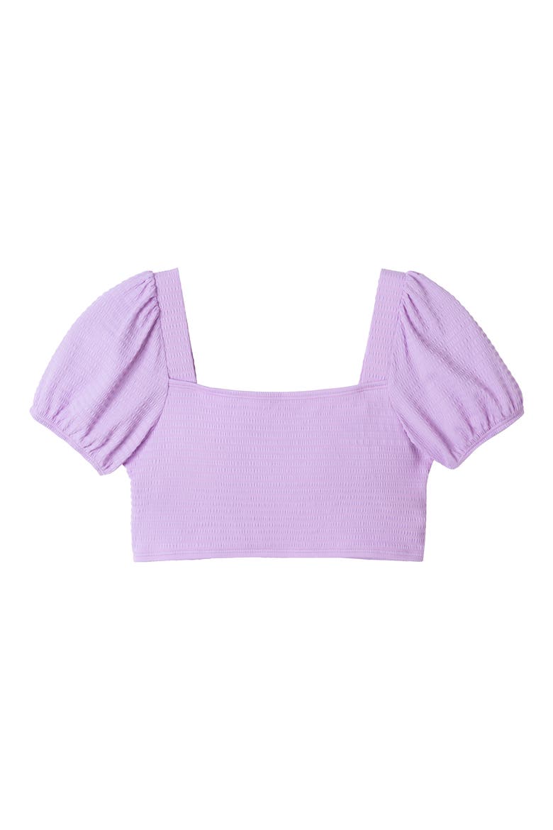 Kids' Texture Puff Sleeve Two-Piece Swimsuit, Alternate, color, PURPLE