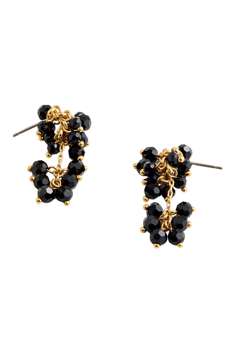 Bead Cluster Earrings, Alternate, color, JET BLACK