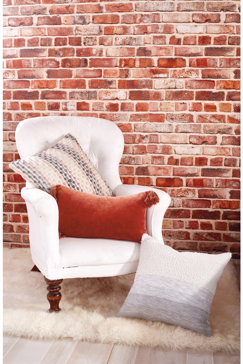 Velvet Tassel Accent Pillow, Alternate, color, RUST