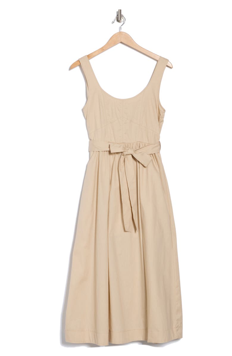 ZOE AND CLAIRE Belted A-Line Midi Dress, Alternate, color, Light Khaki