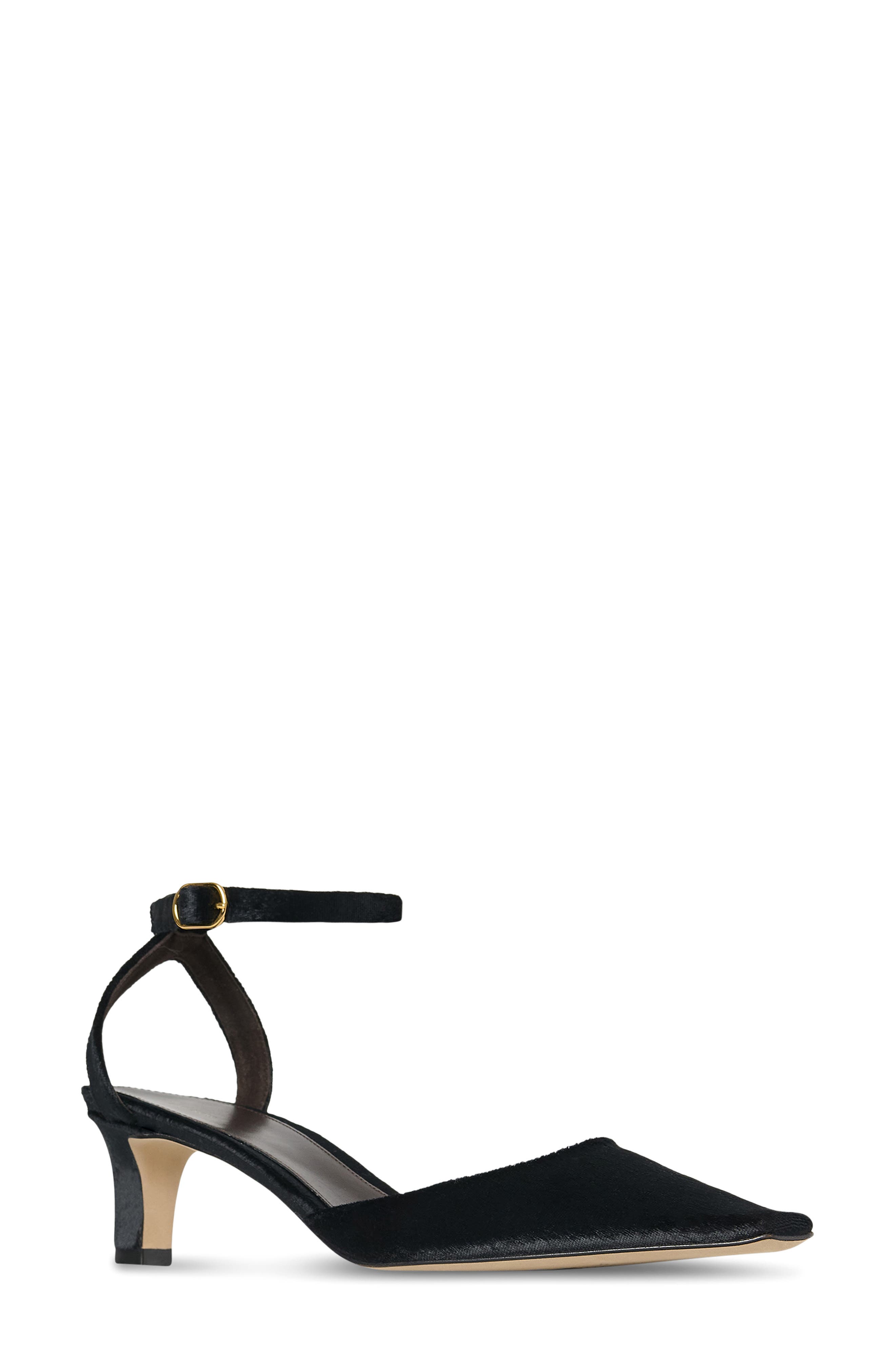 The Row Carla Square Toe Velvet Ankle Strap Sandal, Main, color, Black