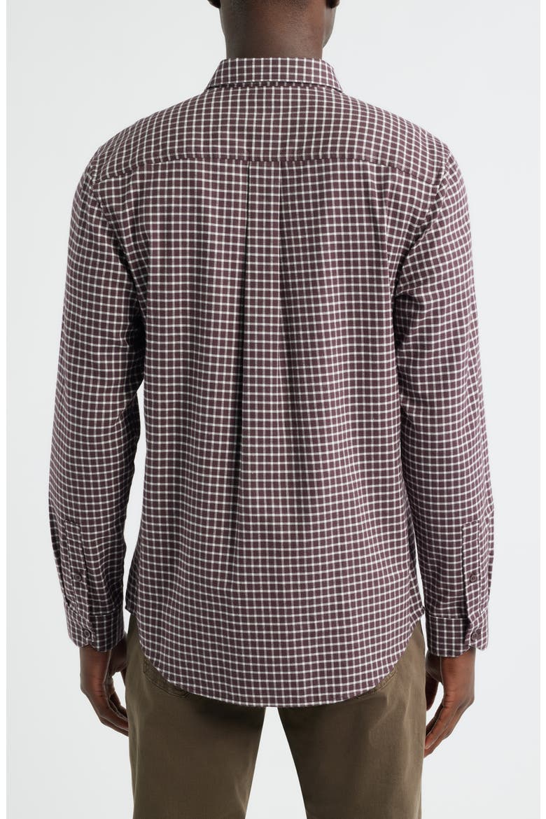 Check Cotton & Cashmere Button-Up Shirt, Alternate, color, BURGUNDY FUDGE DOUBLE GINGHAM
