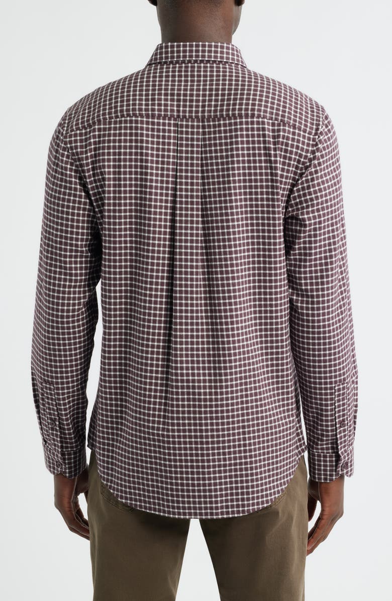 Nordstrom Check Cotton & Cashmere Button-Up Shirt, Alternate, color, Burgundy Fudge Double Gingham