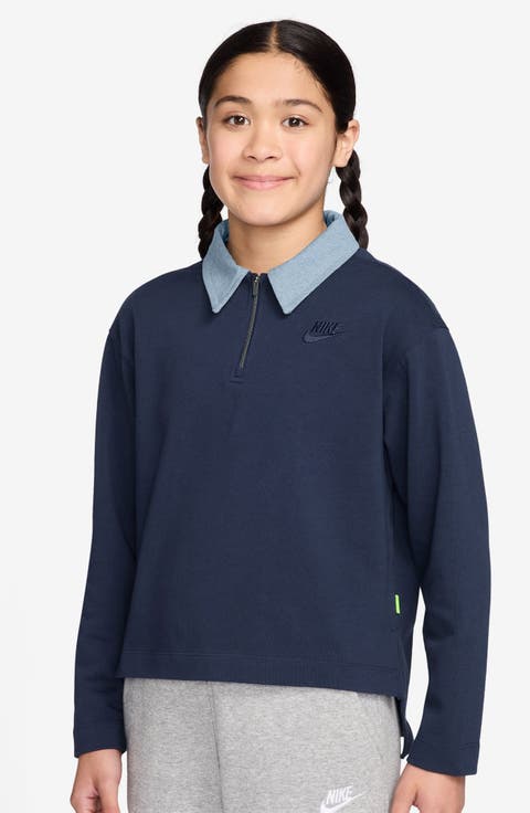 Kids' Sportswear Long Sleeve Cotton Half Zip Polo (Big Kid)