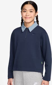 Nike Kids' Sportswear Long Sleeve Cotton Half Zip Polo