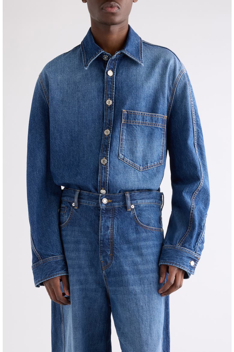 Denim Overshirt, Main, color, DARK BLUE