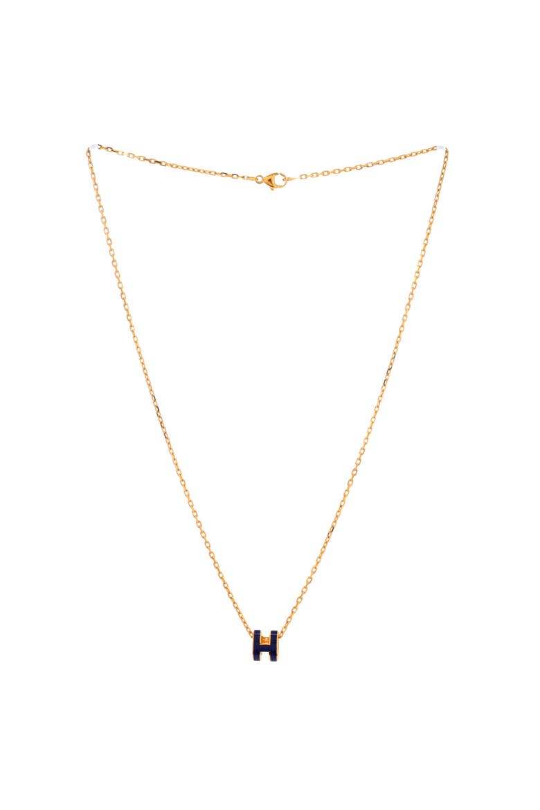 Pop H Pendant Chain Necklace Metal and Enamel Mini, Alternate, color, Blue