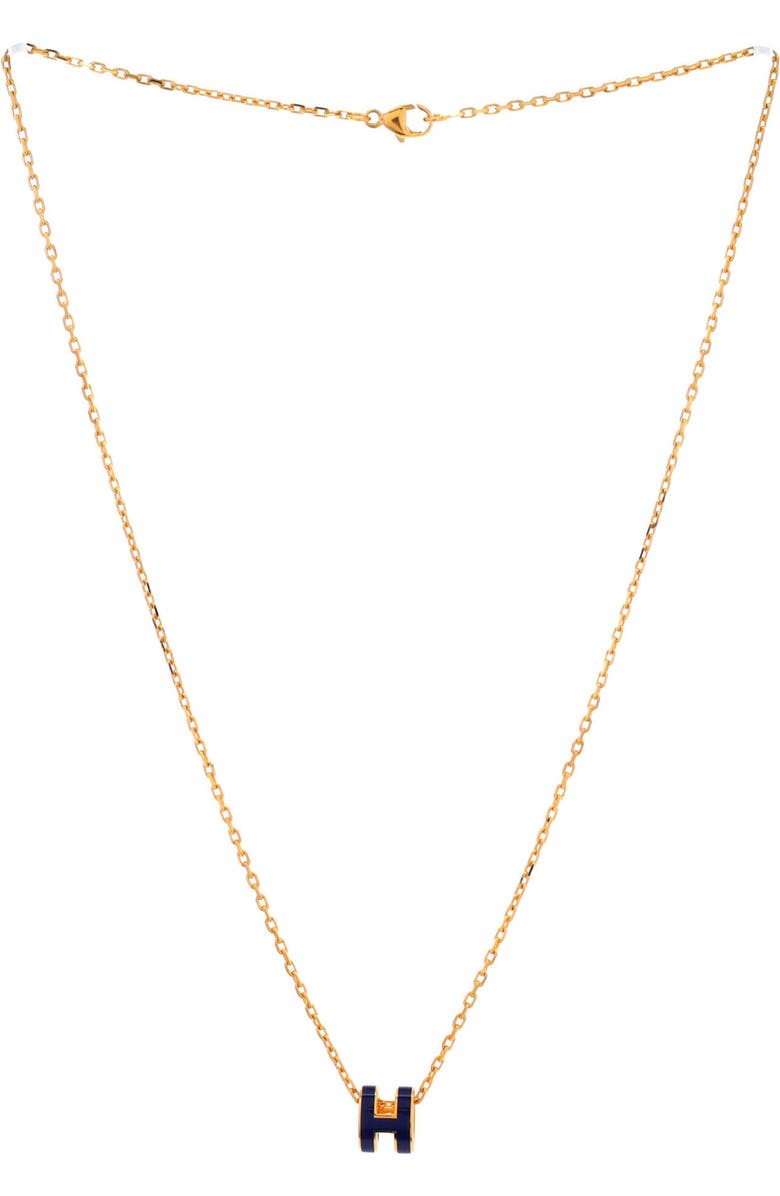 Pre-Owned Hermes Pop H Pendant Chain Necklace Metal and Enamel Mini, Alternate, color, Blue