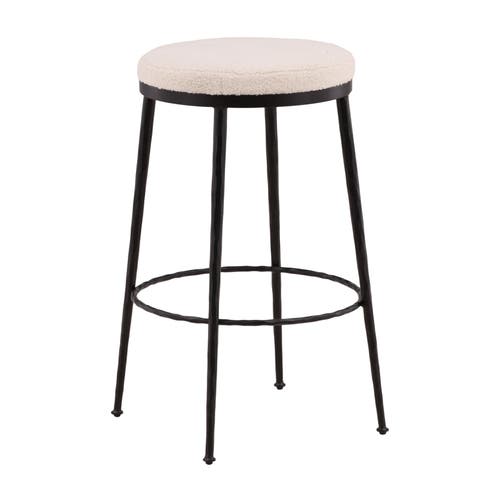 Willa Bouclé & Iron Bar Stool